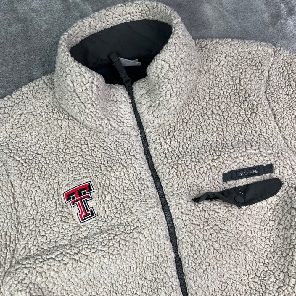 Columbia Texas Tech Mountainside Fleece Jacket Womens XL Beige Full Zip Sherpa